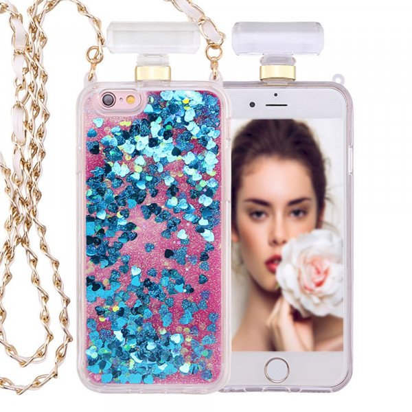 Wholesale iPhone 6S / 6 Perfume Bottle Glitter Shake Star Dust Necklace Case (Blue)